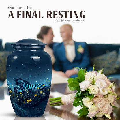 10-inch Classic zebra memorial large urn for human ashes