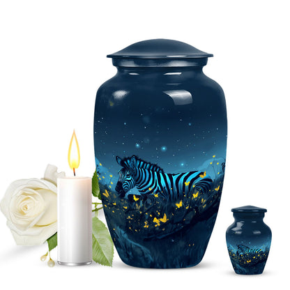 10-inch Classic zebra memorial large urn for human ashes