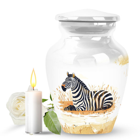 Zebra Double Urns Large Funeral, Ashes Urn For Ashes
