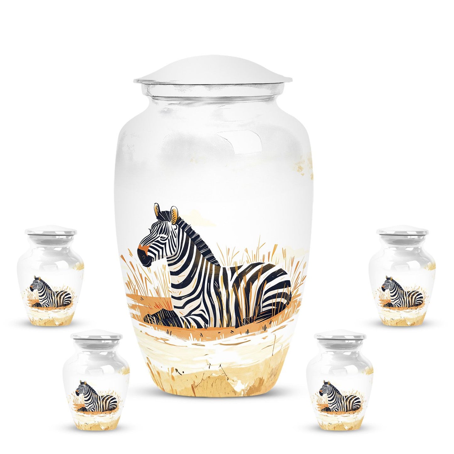 Personalized Zebra Cremation Urn for Human Ashes - 10-inch, 200 cu in - Yatskia
