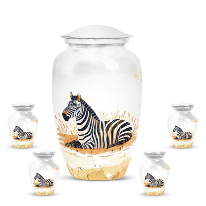 Personalized Zebra Cremation Urn for Human Ashes - 10-inch, 200 cu in - Yatskia