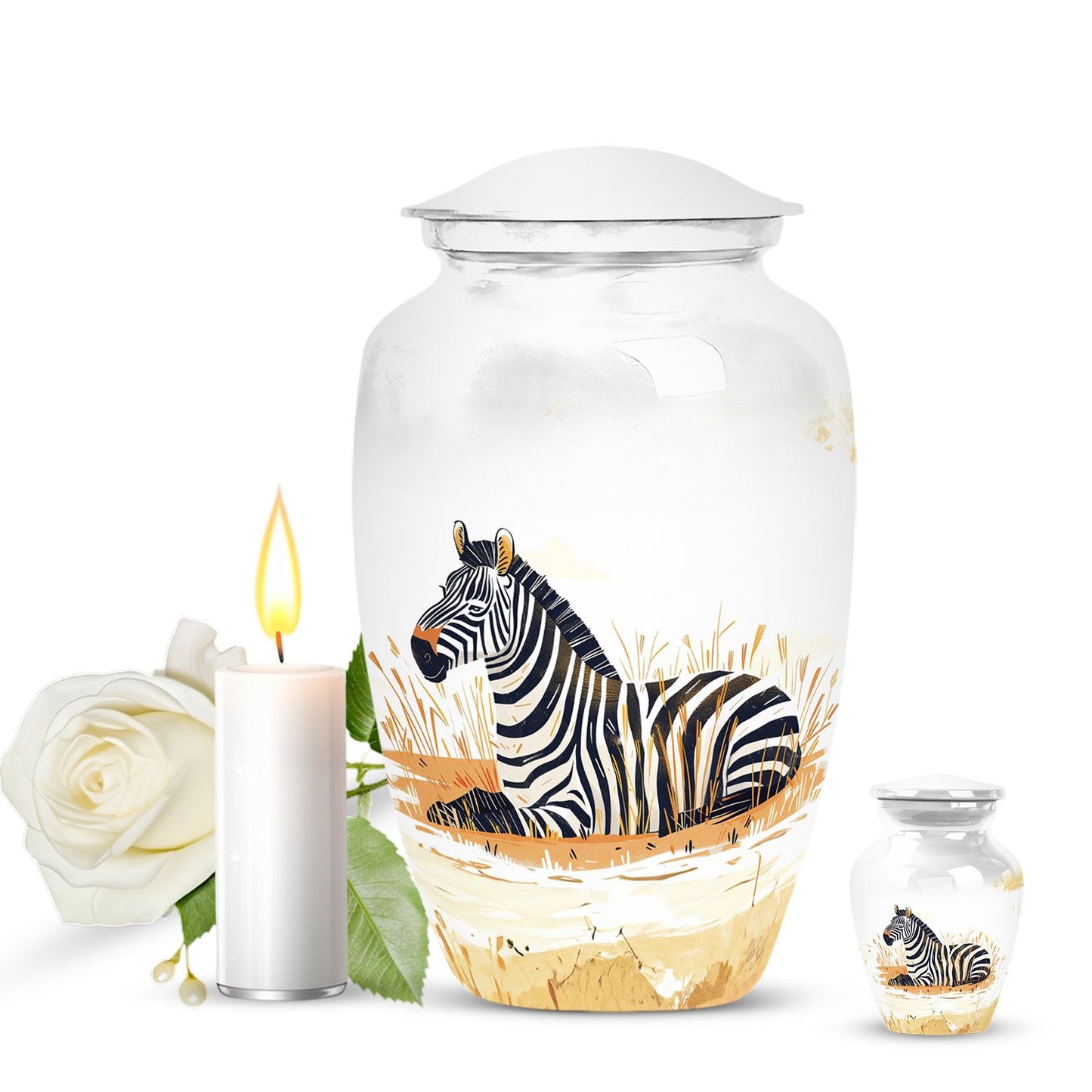 Personalized Zebra Cremation Urn for Human Ashes - 10-inch, 200 cu in - Yatskia