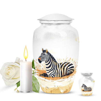 Personalized Zebra Cremation Urn for Human Ashes - 10-inch, 200 cu in - Yatskia