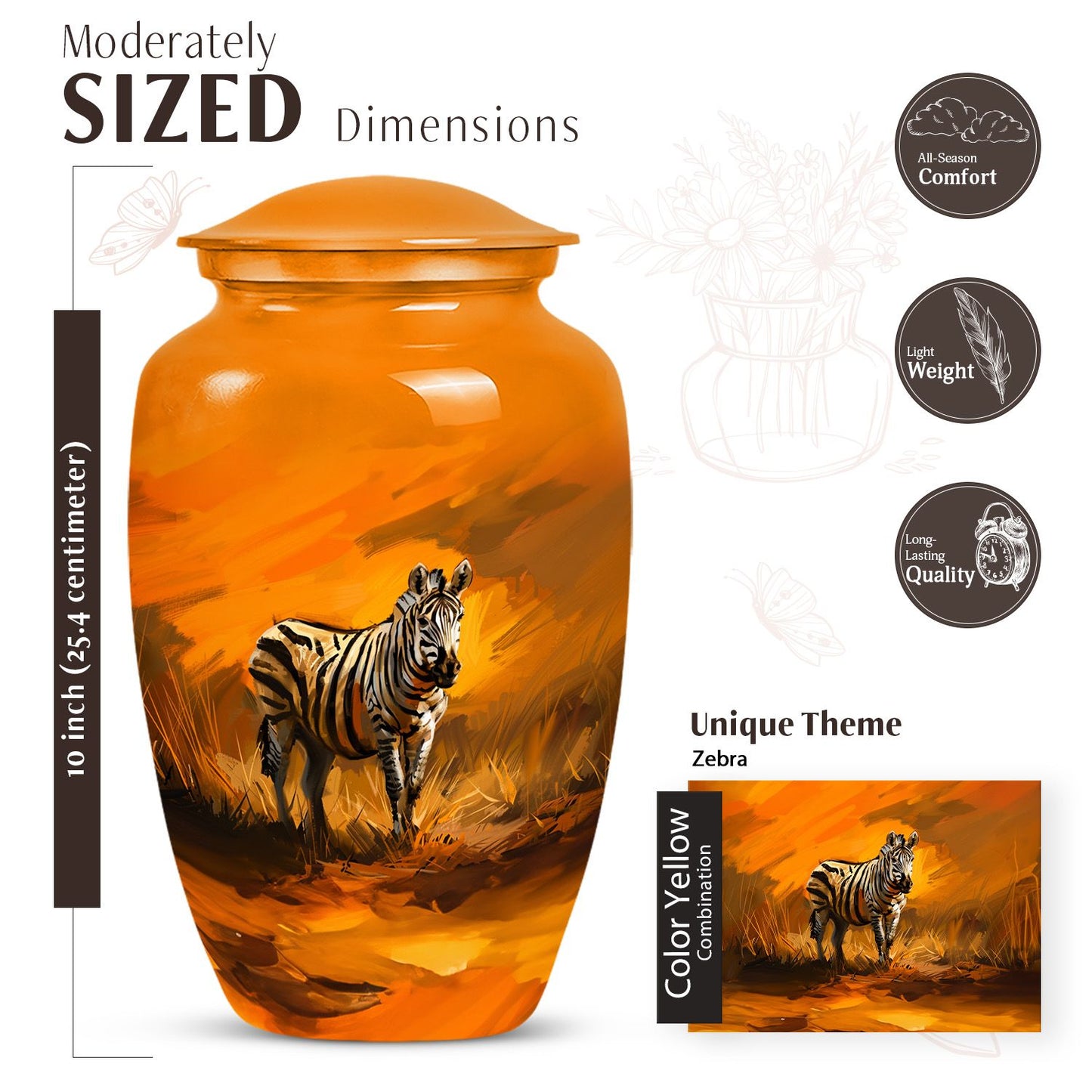 Zebra Urn for Adult Human Ashes.