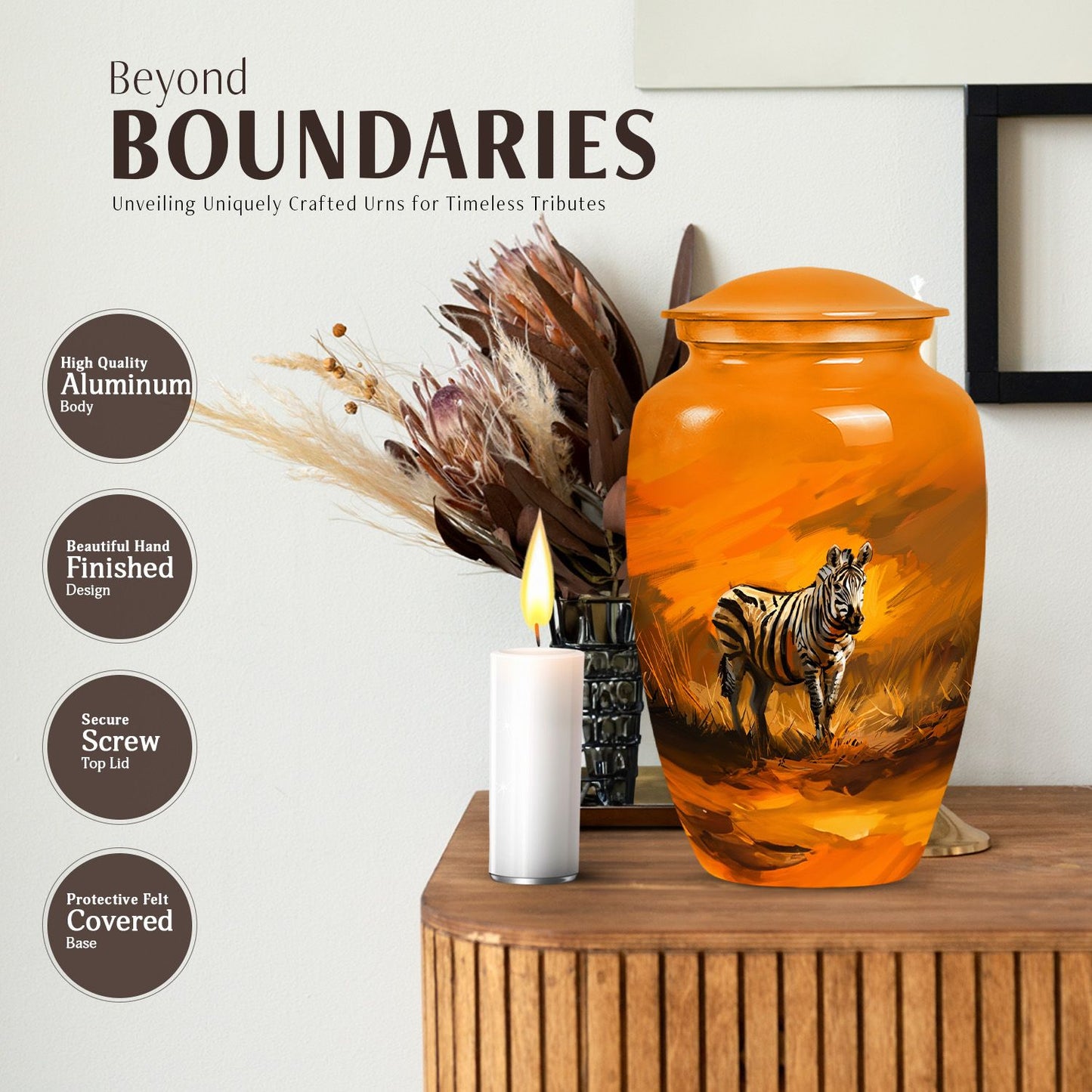 Zebra Urn for Adult Human Ashes.