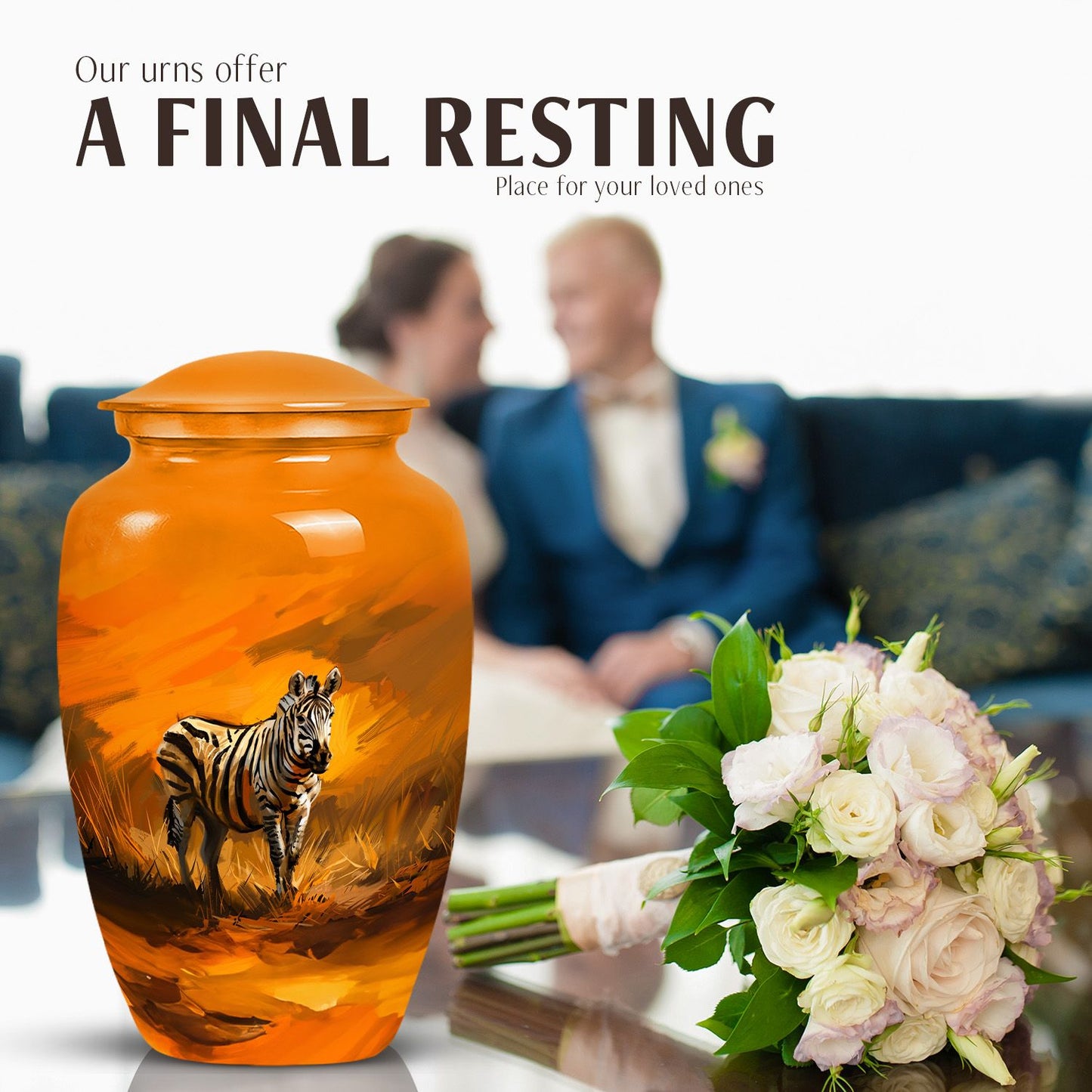 Zebra Urn for Adult Human Ashes.
