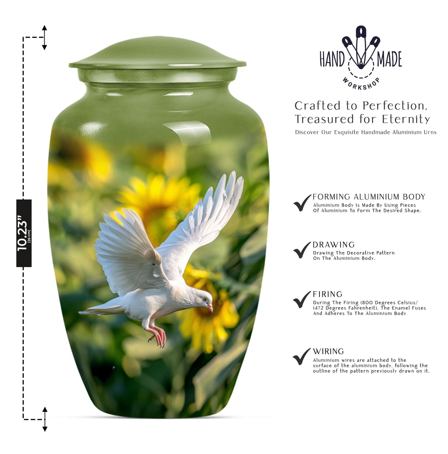 10 inch dove memorial urn.