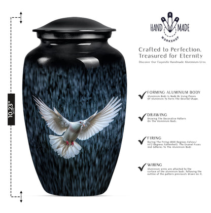 classic dove urn for cremation funeral.