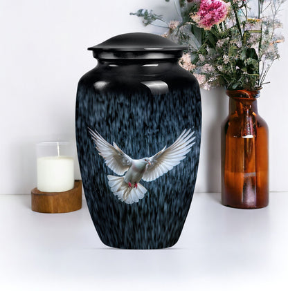 classic dove urn for cremation funeral.