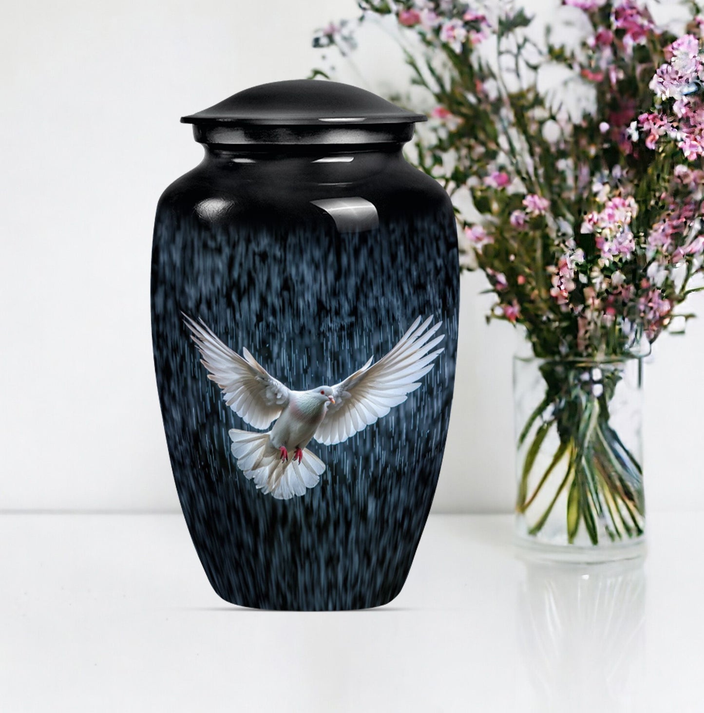classic dove urn for cremation funeral.
