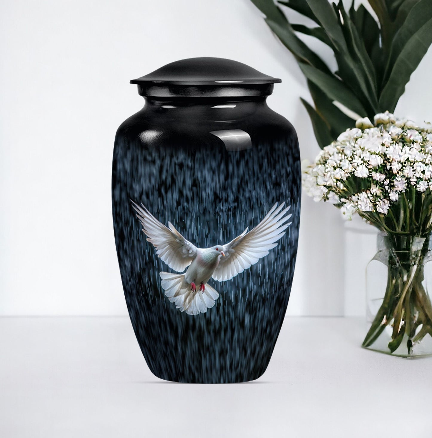 classic dove urn for cremation funeral.