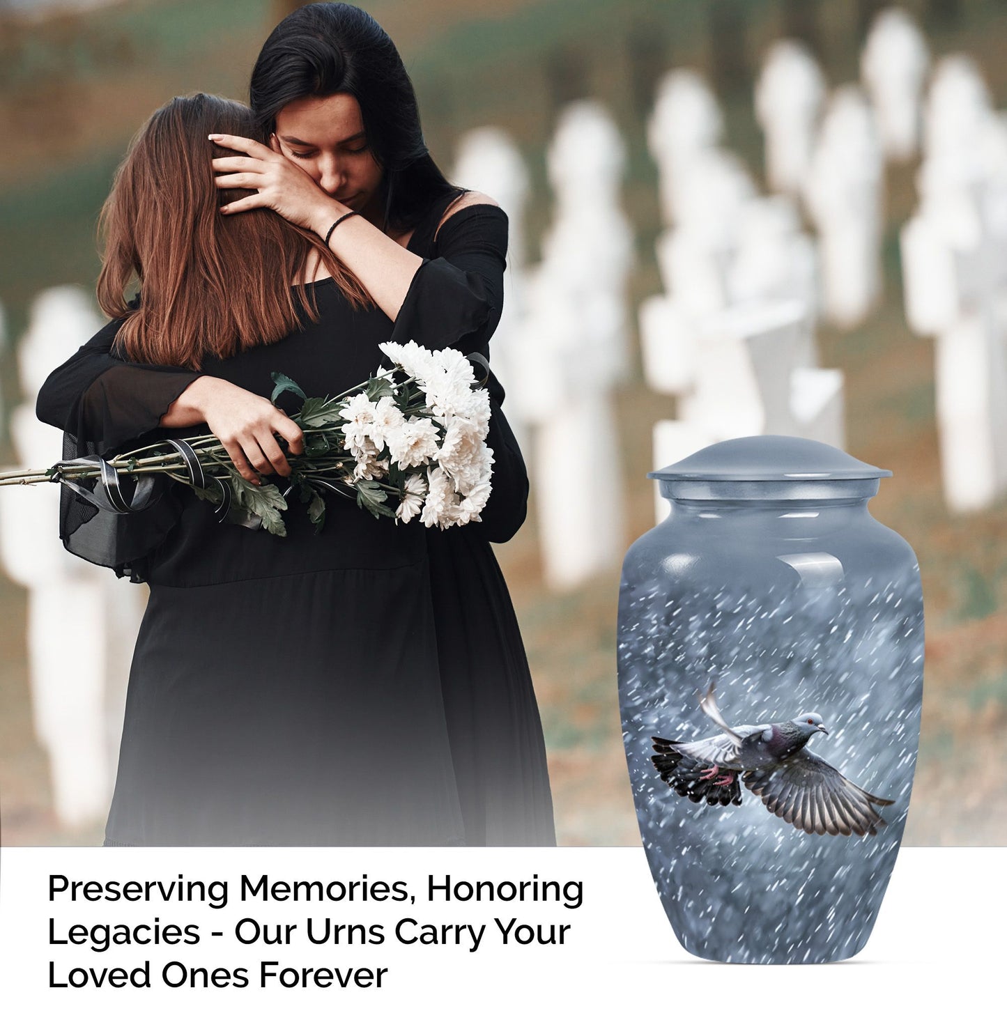  dove urn, classic funeral burial urn with personalized
