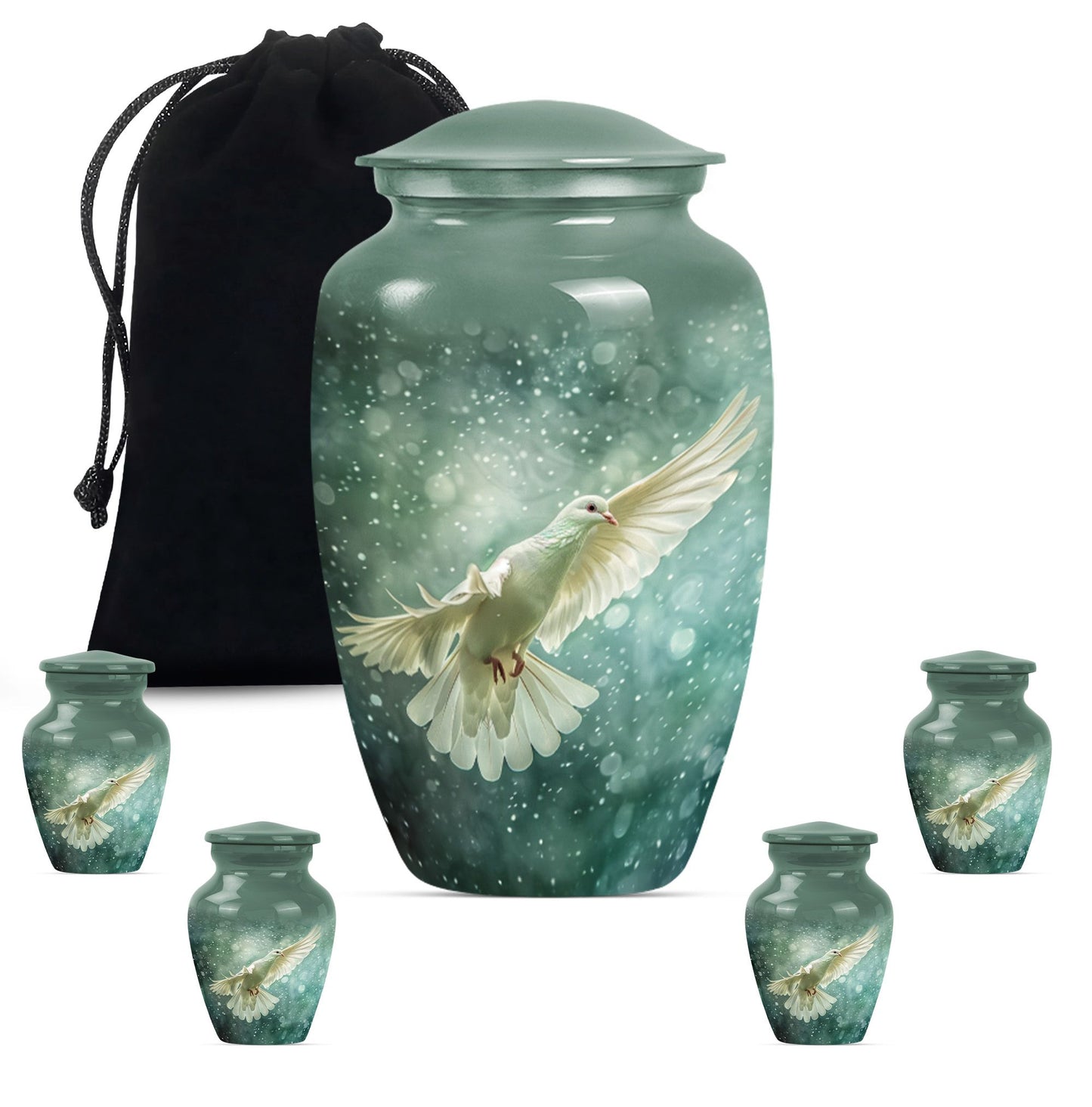 Classic 10 inch dove urn in abstract design for cremation ashes