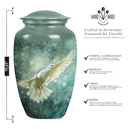Classic 10 inch dove urn in abstract design for cremation ashes