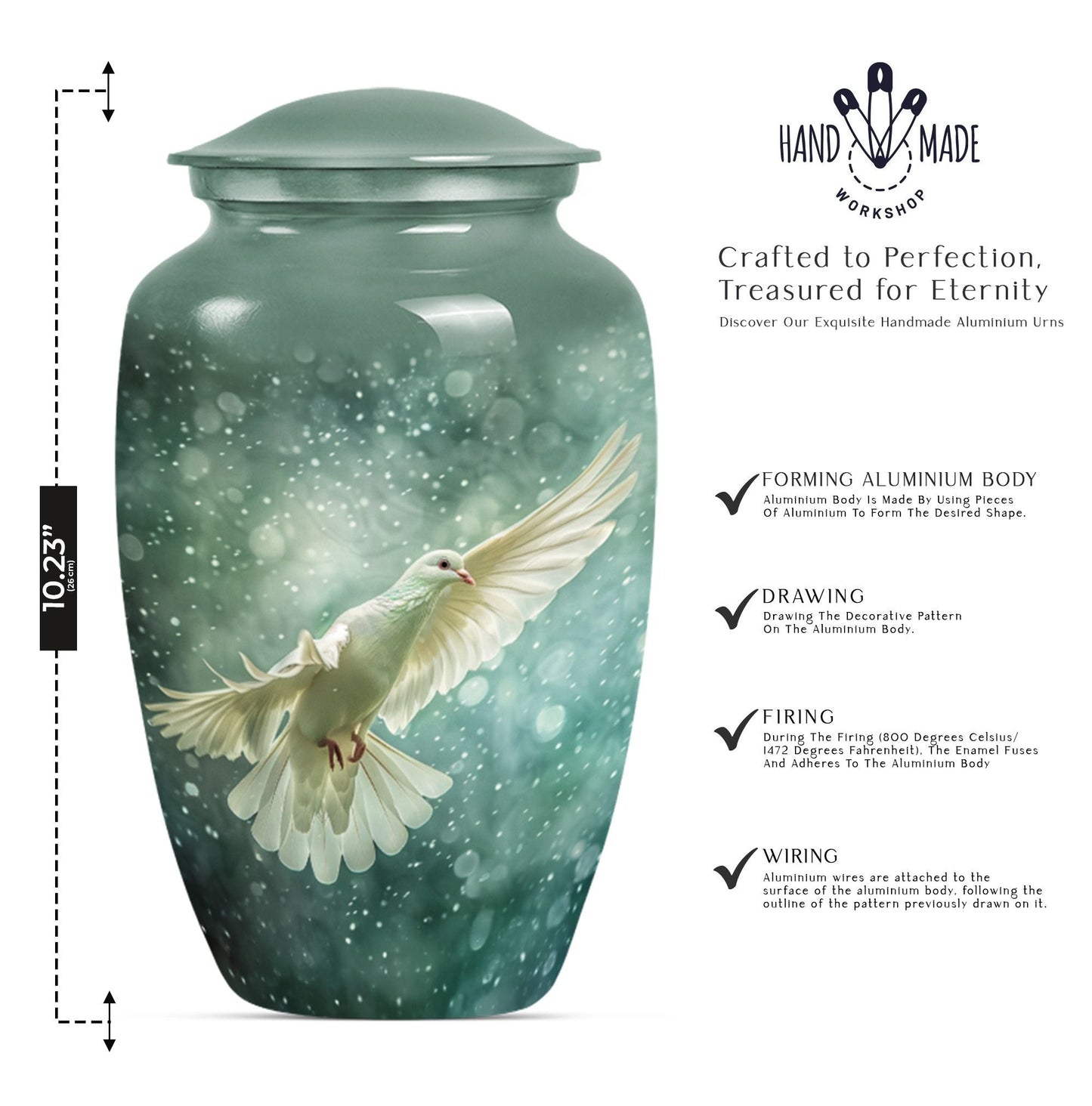 Personalized Deer Cremation Urn for Human Ashes - 10-inch, 200 cu in - Yatskia