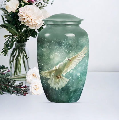 Classic 10 inch dove urn in abstract design for cremation ashes
