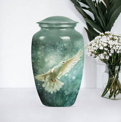 Classic 10 inch dove urn in abstract design for cremation ashes