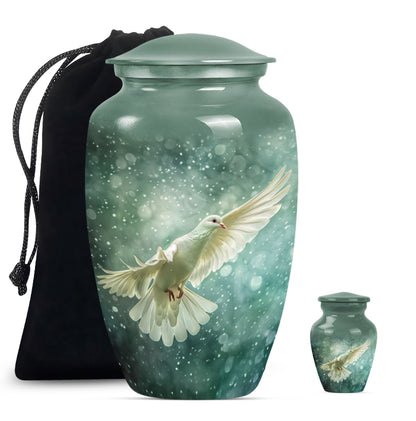 Classic 10 inch dove urn in abstract design for cremation ashes