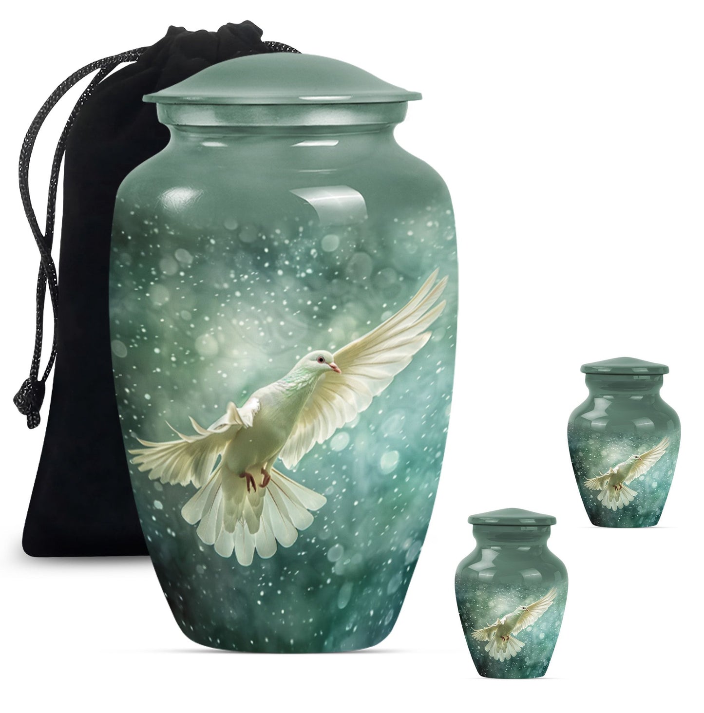 Classic 10 inch dove urn in abstract design for cremation ashes