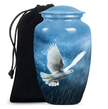 Classic Dove Urn for burial ashes, made of Aluminium