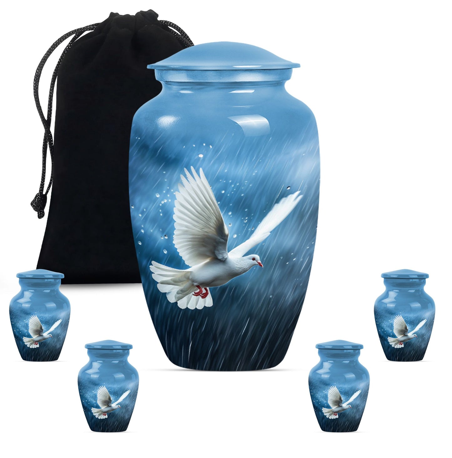 Classic Dove Urn for burial ashes, made of Aluminium