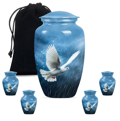 Classic Dove Urn for burial ashes, made of Aluminium