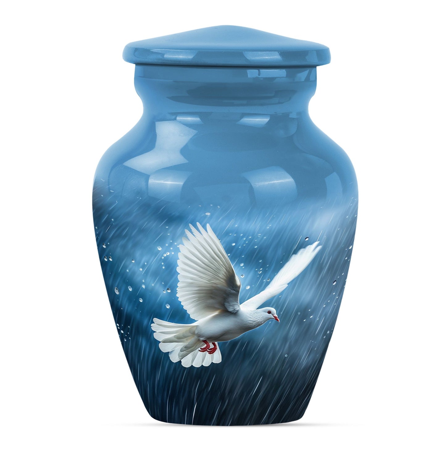 Classic Dove Urn for burial ashes, made of Aluminium