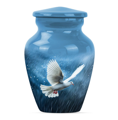 Classic Dove Urn for burial ashes, made of Aluminium