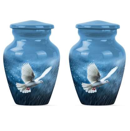 Classic Dove Urn for burial ashes, made of Aluminium