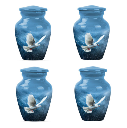 Classic Dove Urn for burial ashes, made of Aluminium