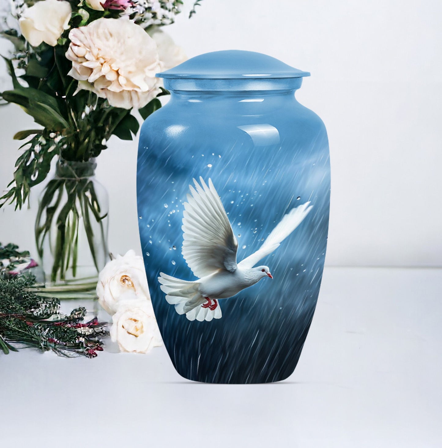 Classic Dove Urn for burial ashes, made of Aluminium
