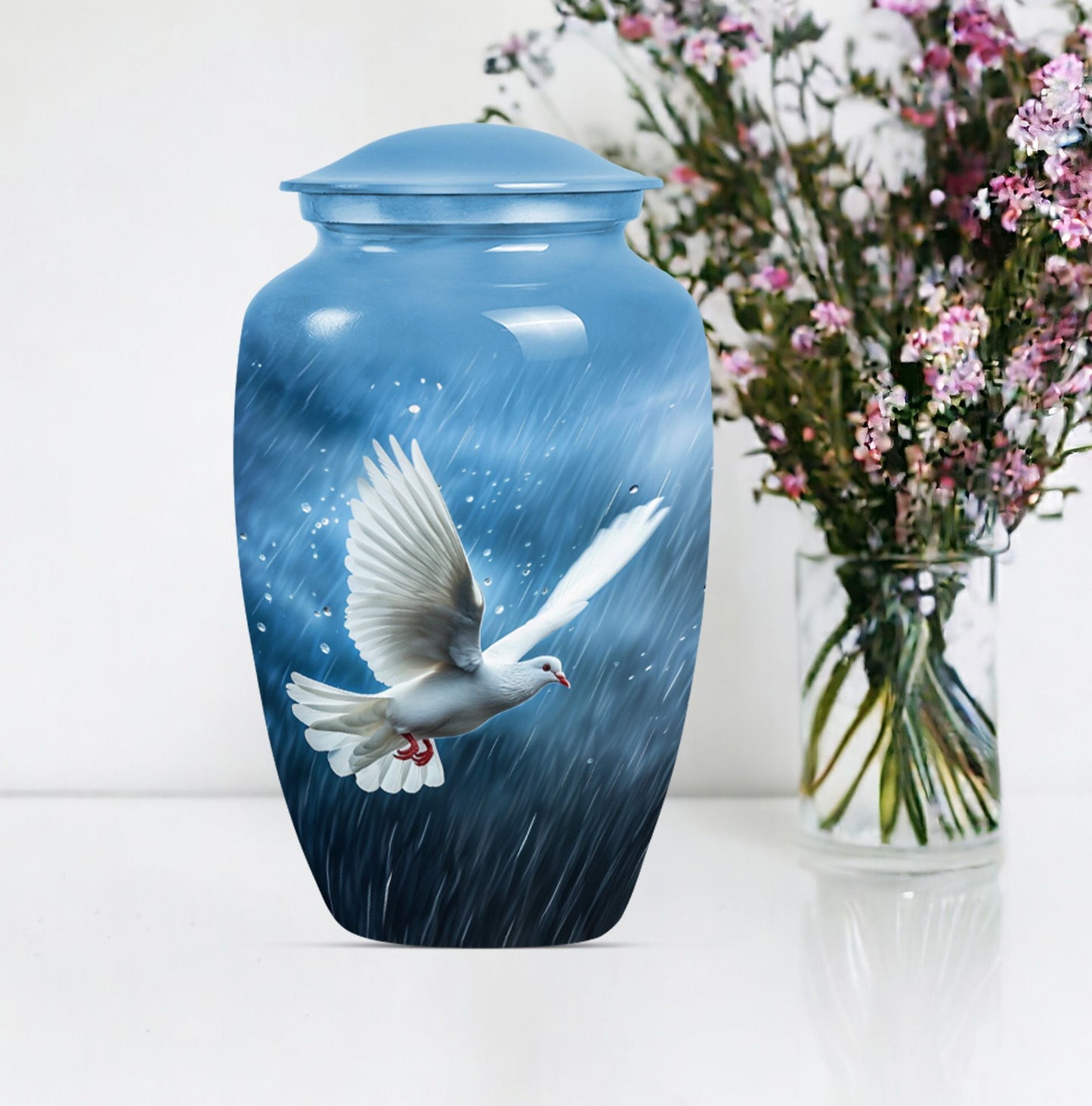 Classic Dove Urn for burial ashes, made of Aluminium