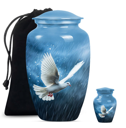 Classic Dove Urn for burial ashes, made of Aluminium