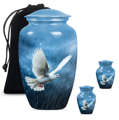 Classic Dove Urn for burial ashes, made of Aluminium