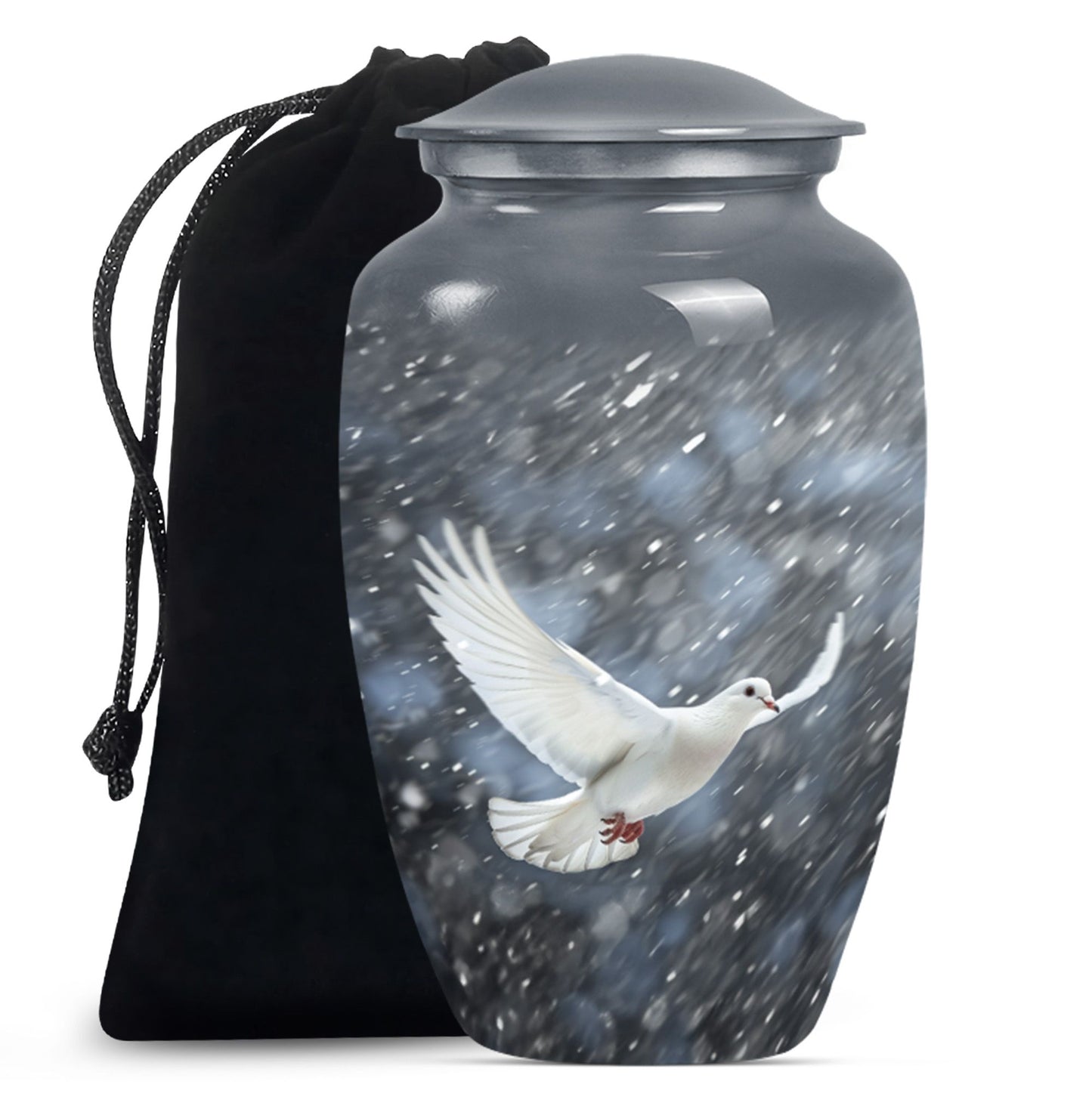 10-inch aluminium dove urn.