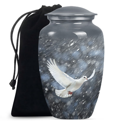 10-inch aluminium dove urn.