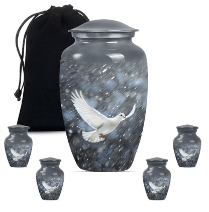 10-inch aluminium dove urn.