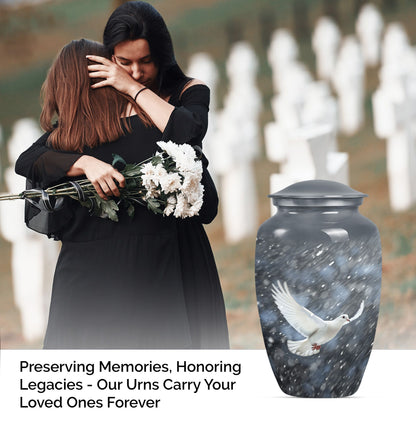 10-inch aluminium dove urn.