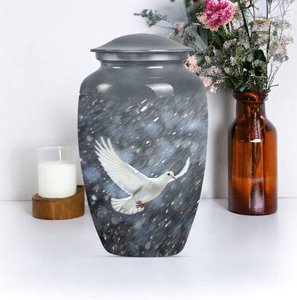 10-inch aluminium dove urn.