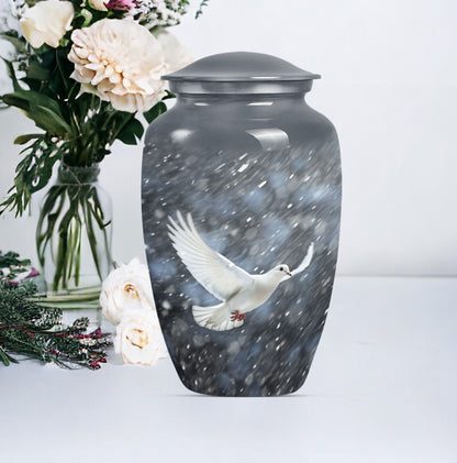 10-inch aluminium dove urn.