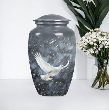 10-inch aluminium dove urn.