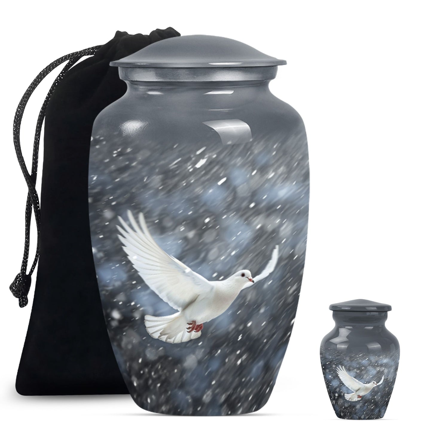 10-inch aluminium dove urn.