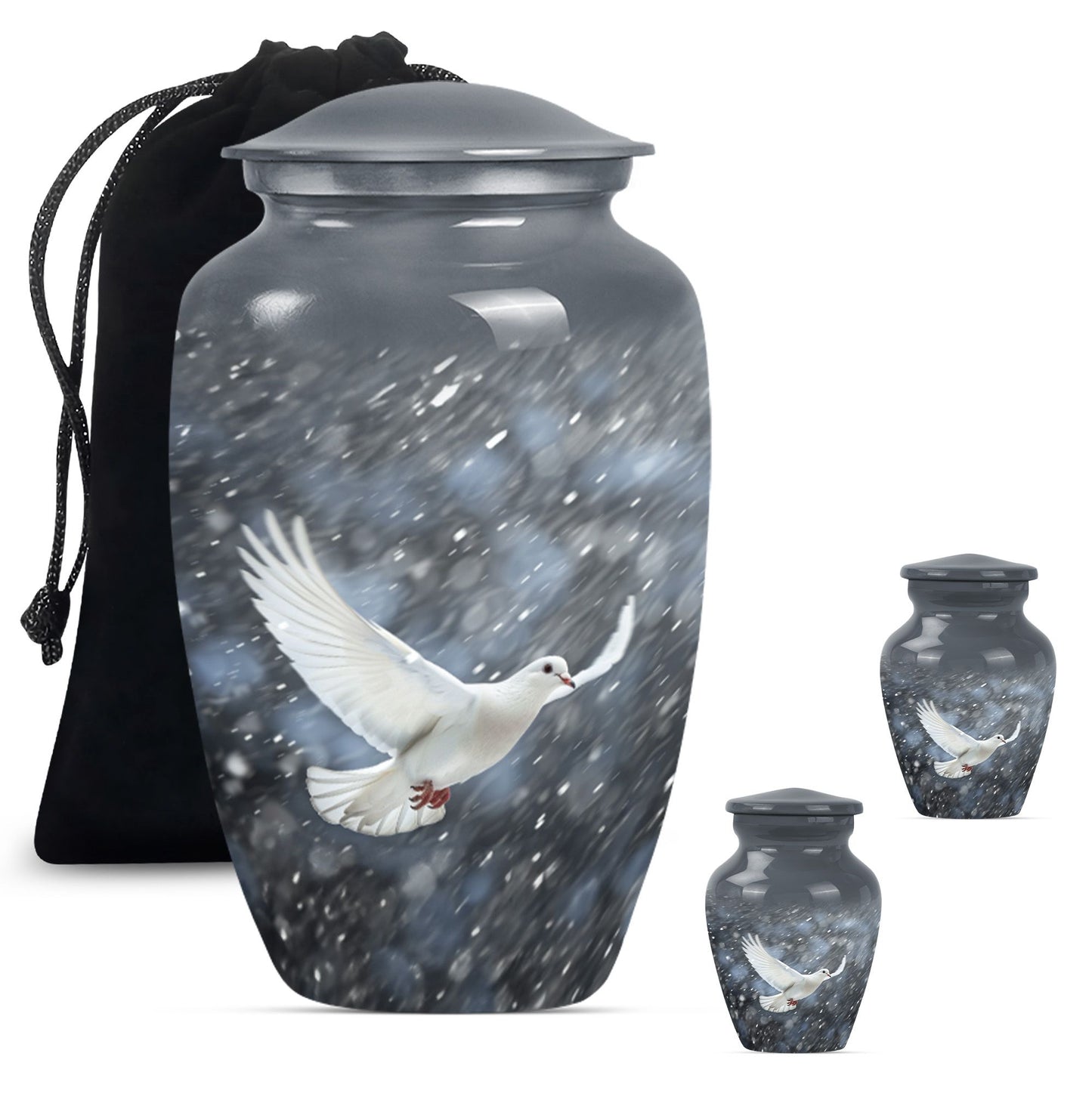 10-inch aluminium dove urn.