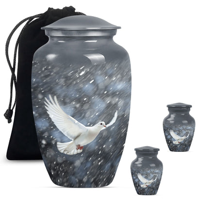 10-inch aluminium dove urn.