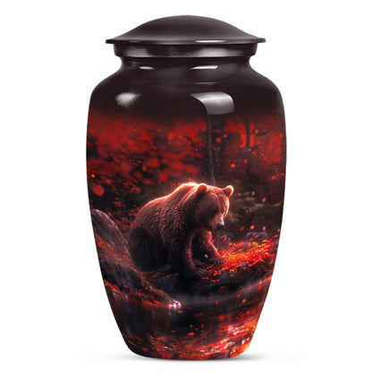 Classic 10-inch aluminium Large Bear Urn for cremation ashes