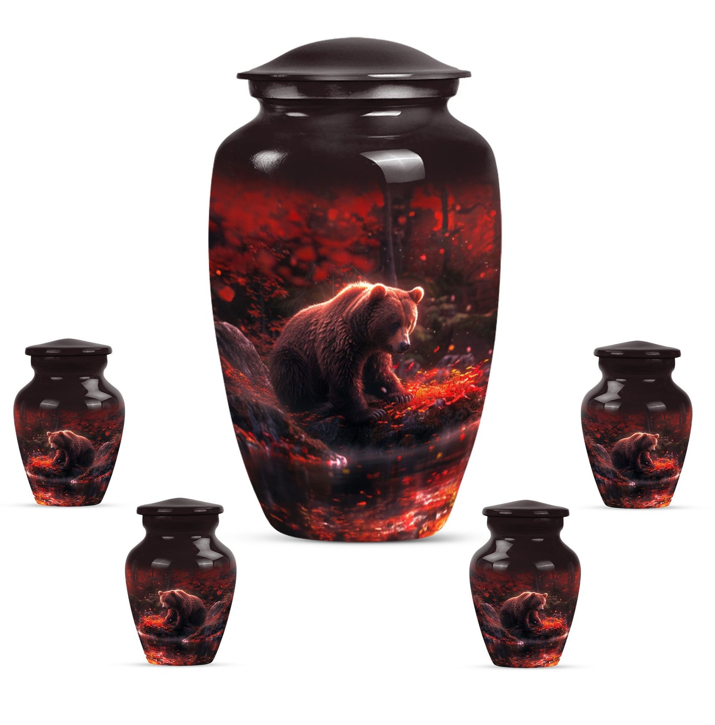 Classic 10-inch aluminium Large Bear Urn for cremation ashes