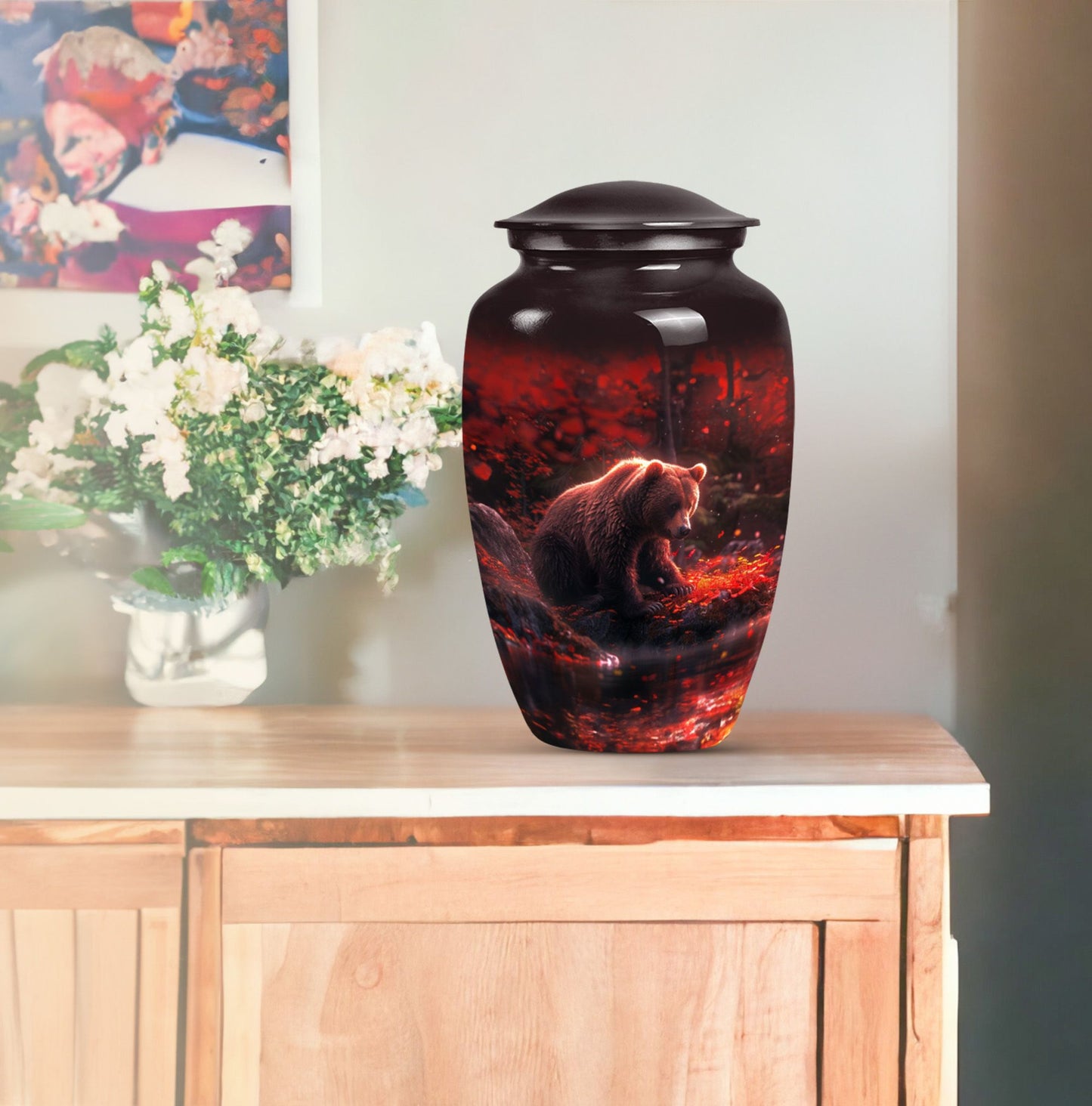 Classic 10-inch aluminium Large Bear Urn for cremation ashes