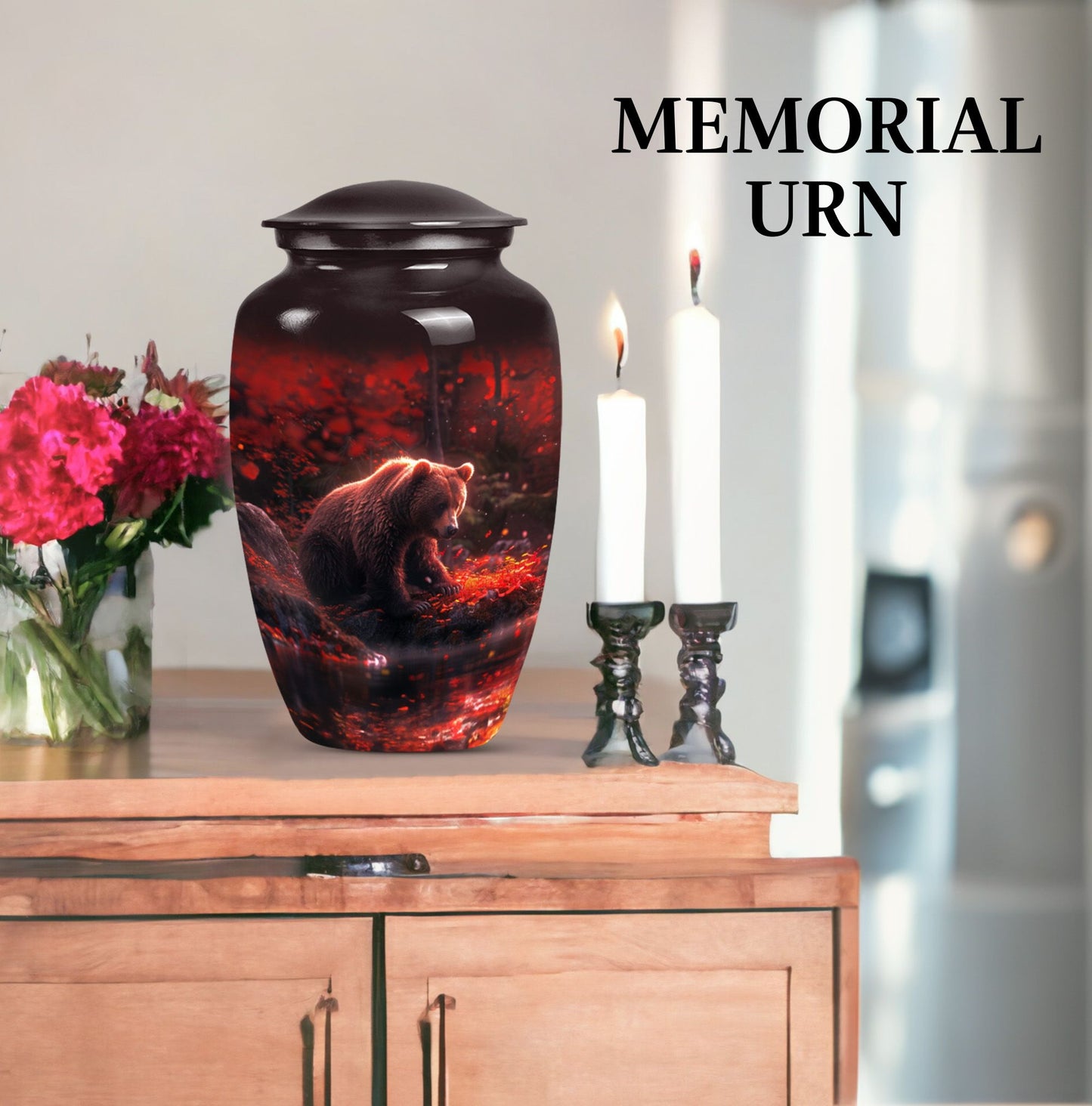 Classic 10-inch aluminium Large Bear Urn for cremation ashes