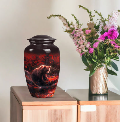 Classic 10-inch aluminium Large Bear Urn for cremation ashes