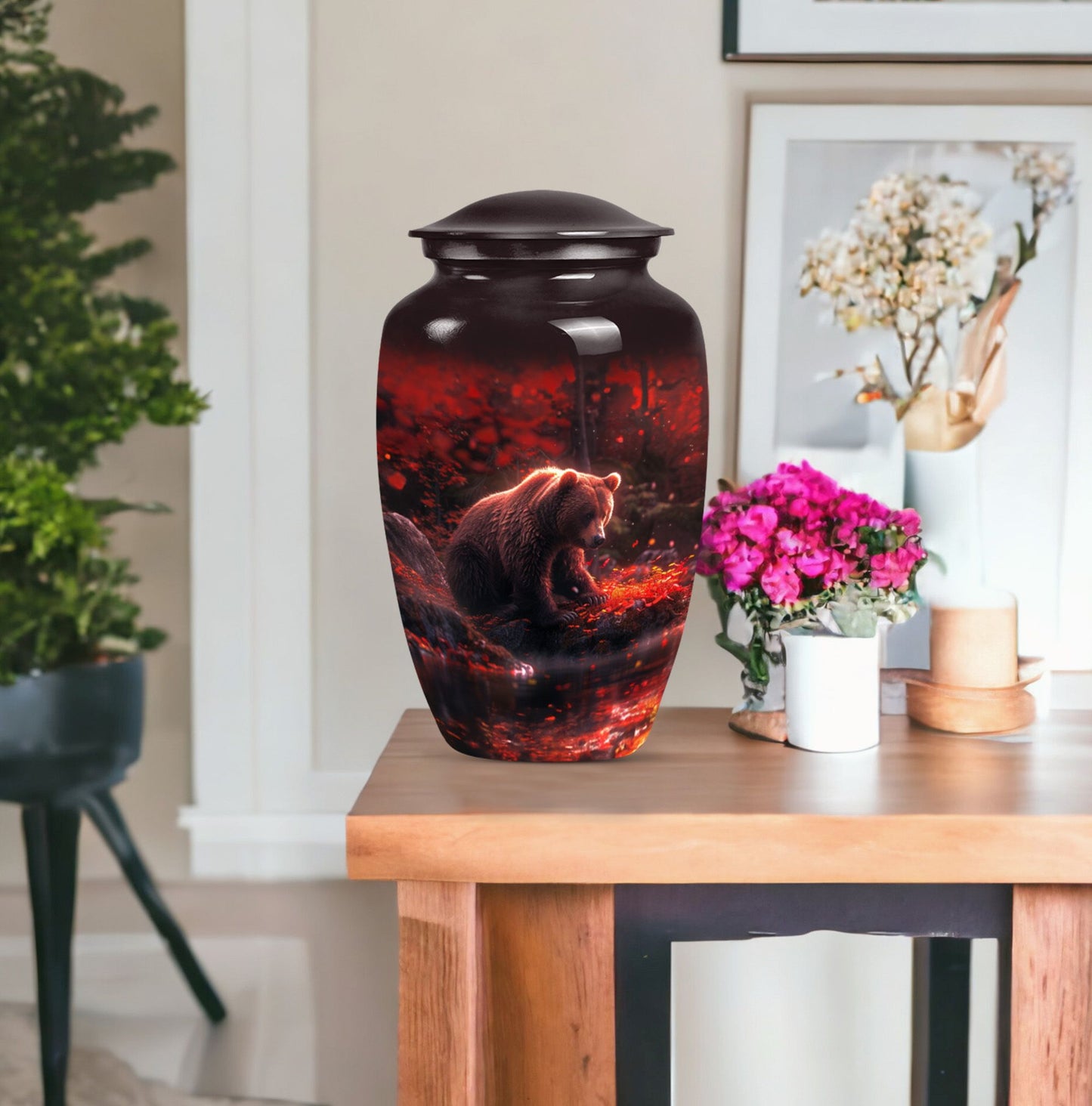 Classic 10-inch aluminium Large Bear Urn for cremation ashes